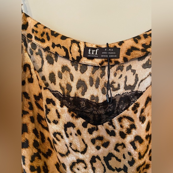NEW ZARA TRF collection Medium leopard animal pattern lace camisole tank top - Picture 2 of 2